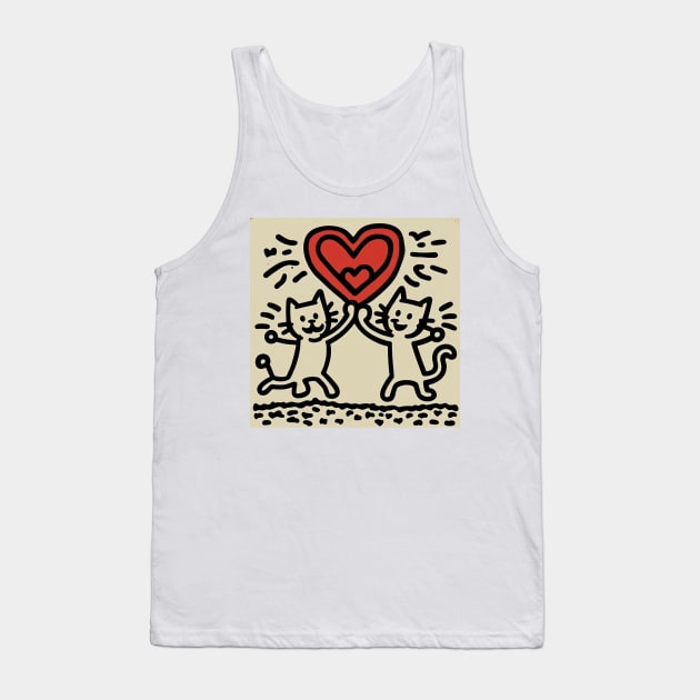 Funny Keith Haring, cats lover Tank Top by Art ucef